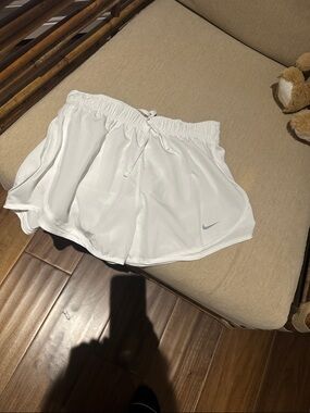 Nike White Women's Athletic Running Shorts with Subtle Swoosh